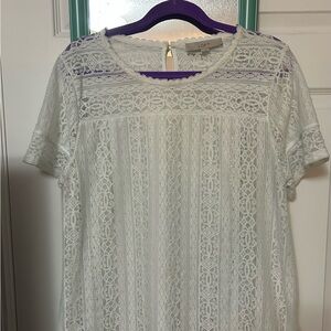 LOFT Women's White Lace Top